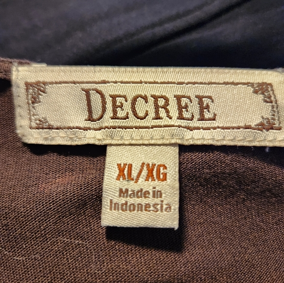 Brown and magenta dress, faux wrap with ties on each side. - Picture 3 of 3